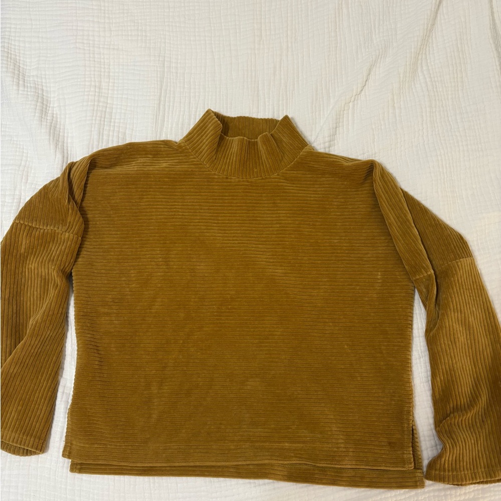 Madewell Tan Corduroy Turtleneck Sweater